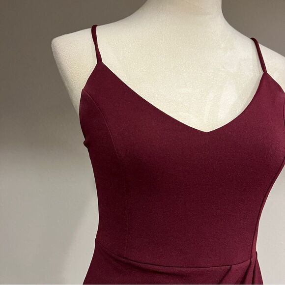 Lulus Sleeveless V Neck Spaghetti Straps Cocktail Mini Dresses size XS burgundy - Picture 3 of 12